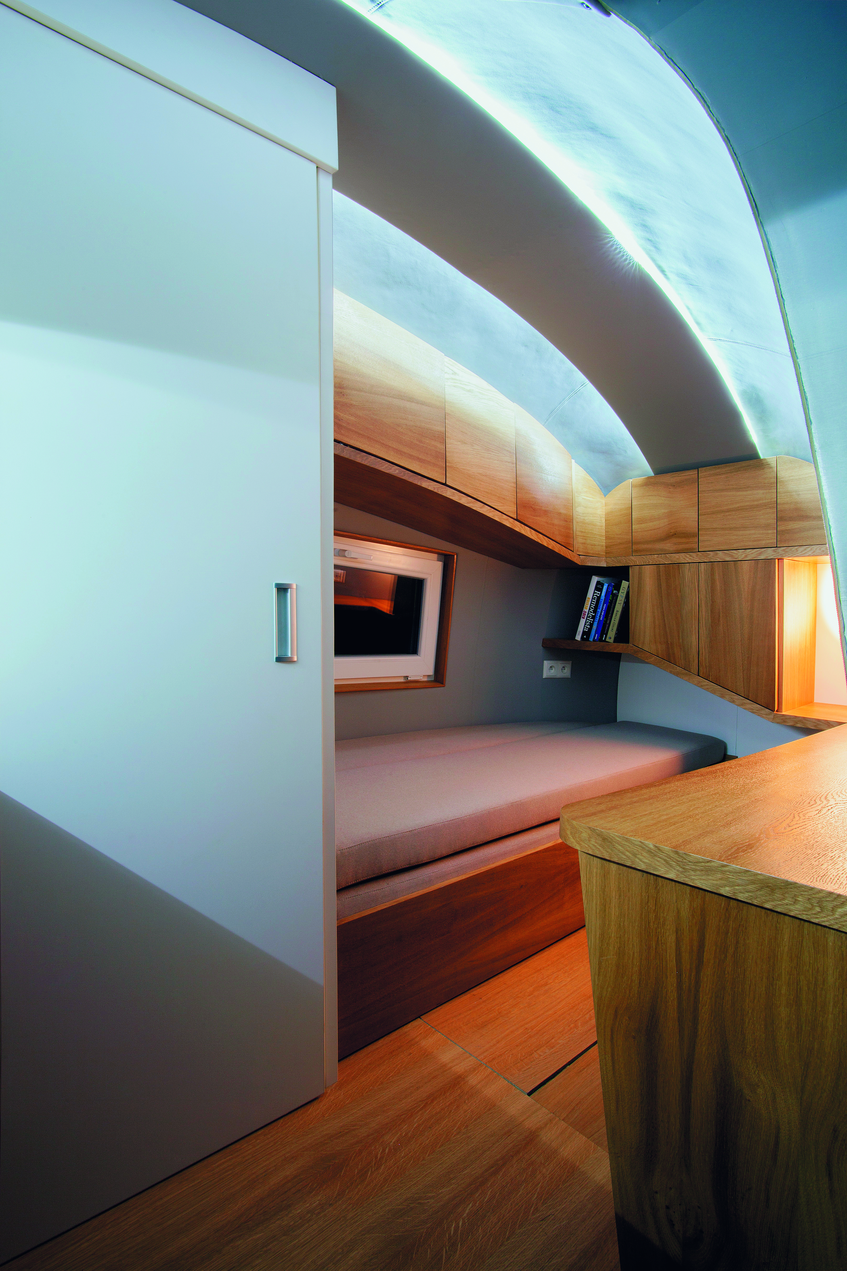 Schlafbereich des Modulhauses Ecocapsule