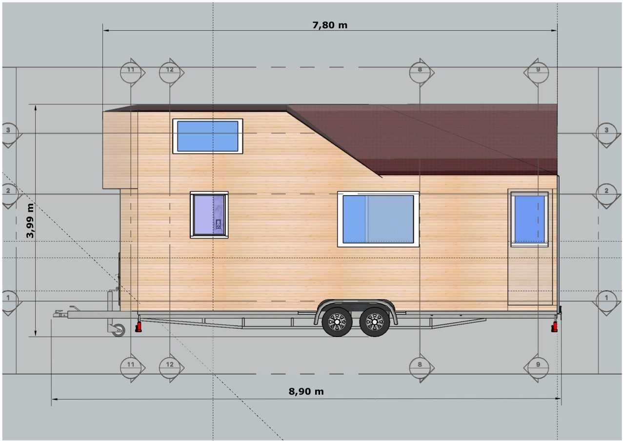 Bauskizze eines Tiny Houses