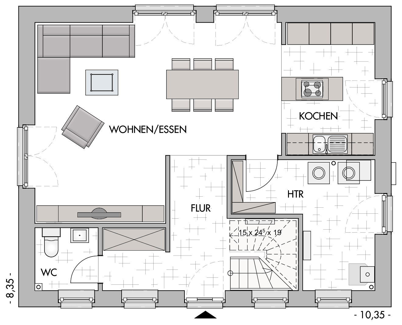 Fertighausmodell Scheunenhaus der Firma ECO.