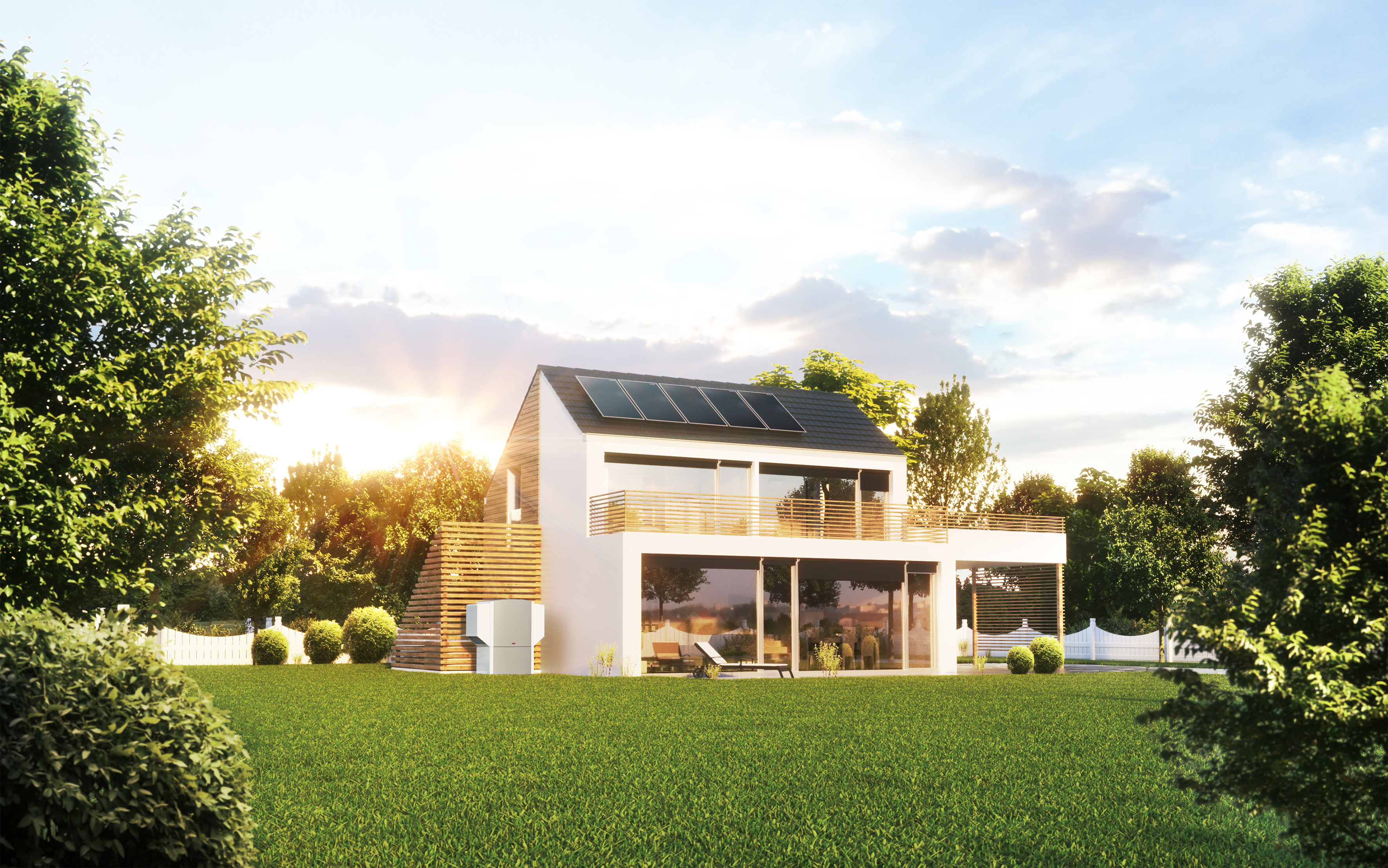 Solarhaus mit Wärmepumpe und Flachkollektor