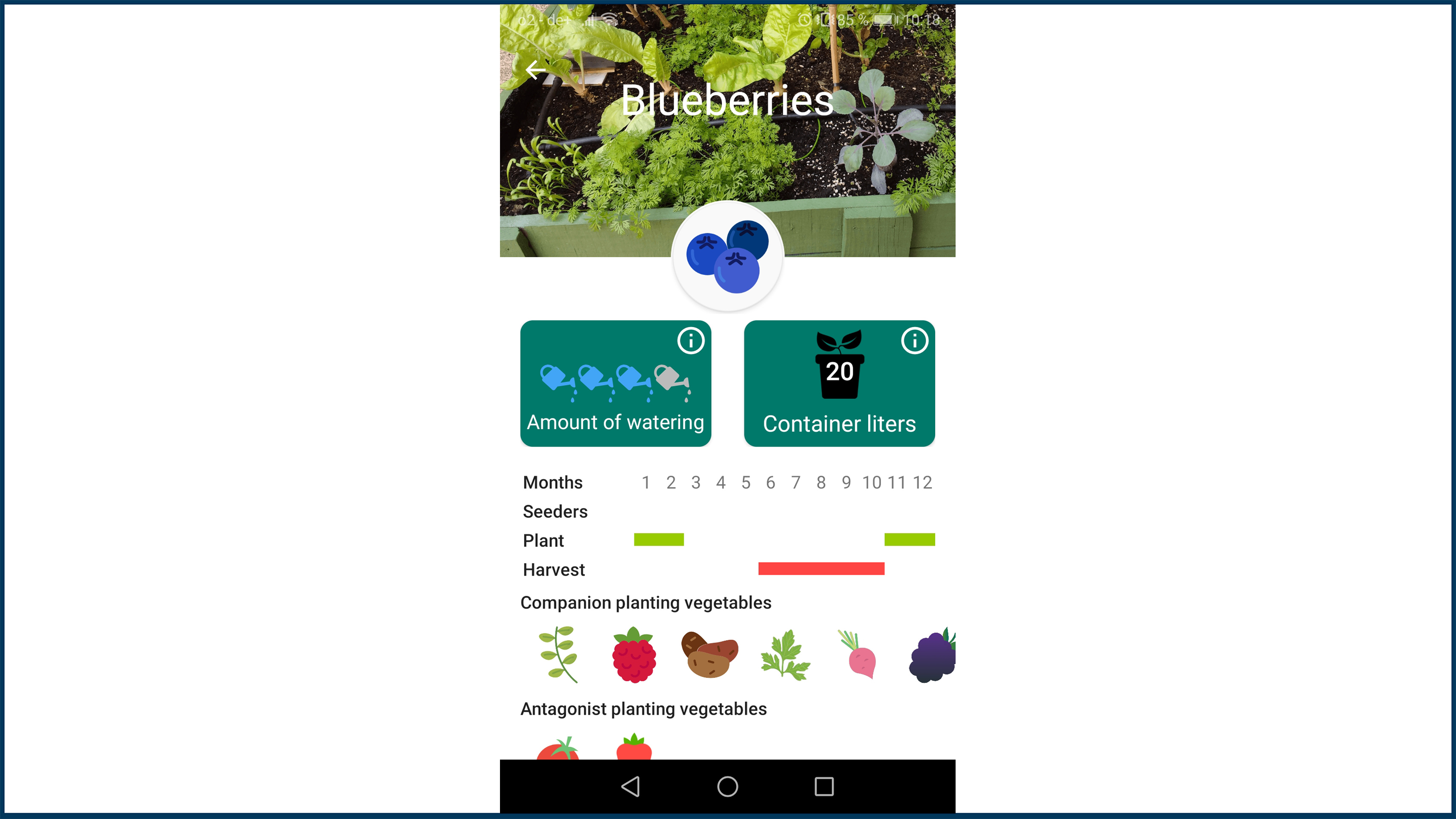 Screenshot der App Urban Veggie Garden