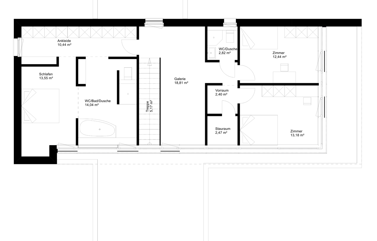 Fertighaus Griffner Box Architecture von Griffnerhaus, Grundriss.