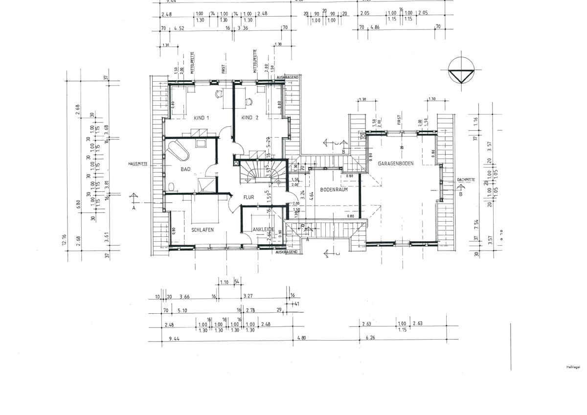 Grundriss Obergeschoss: Fertighausmodell Landhaus Engensen von Fuhrberger Zimmerei Betrieb.