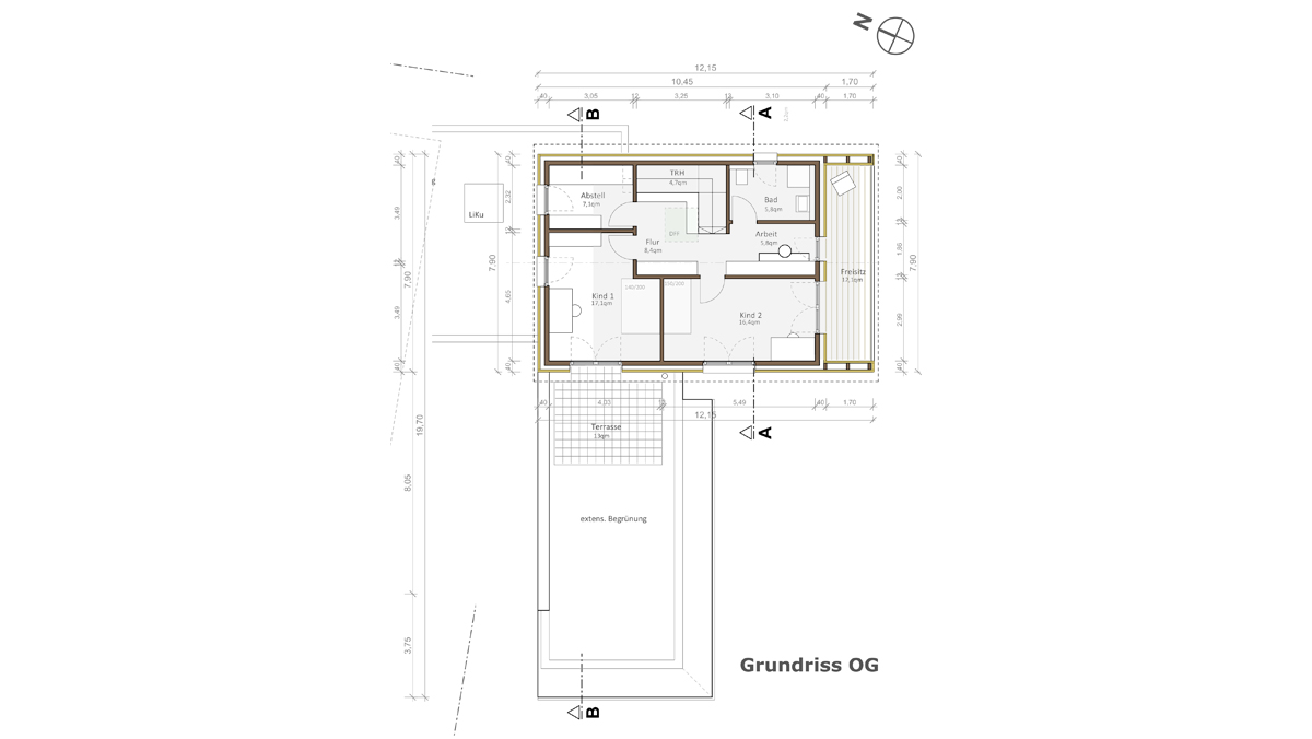 Grundriss Obergeschoss: Fertighausmodell Haus Schnitzer von ZimmerMeisterHaus.