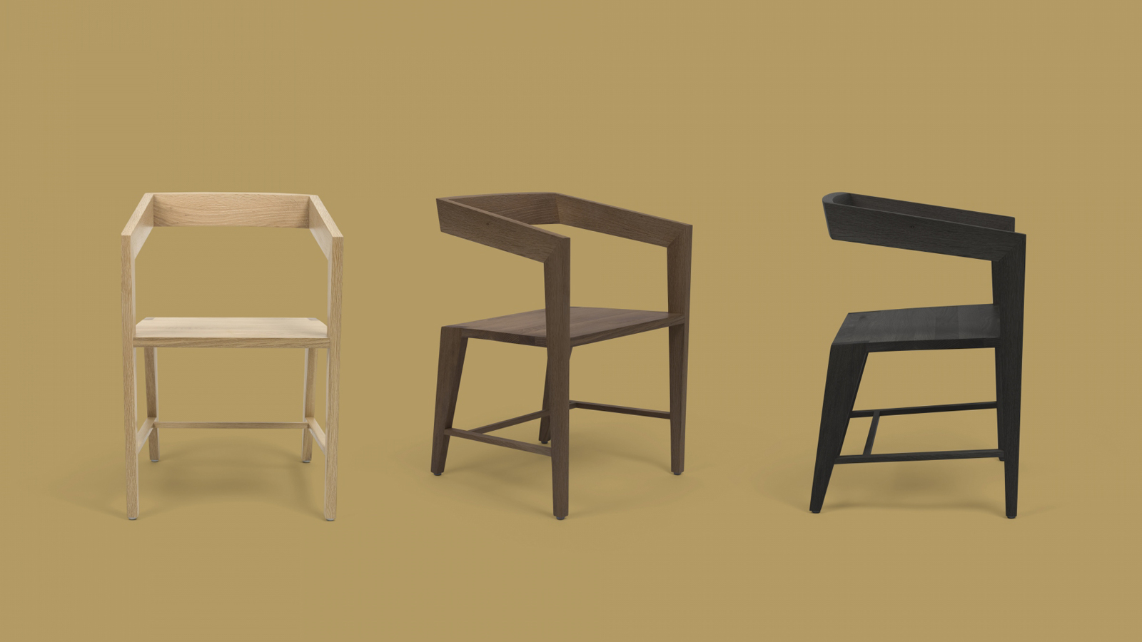 Drei Stühle aus der Reihe "Momento" des dänischen Labels Bent Hansen.