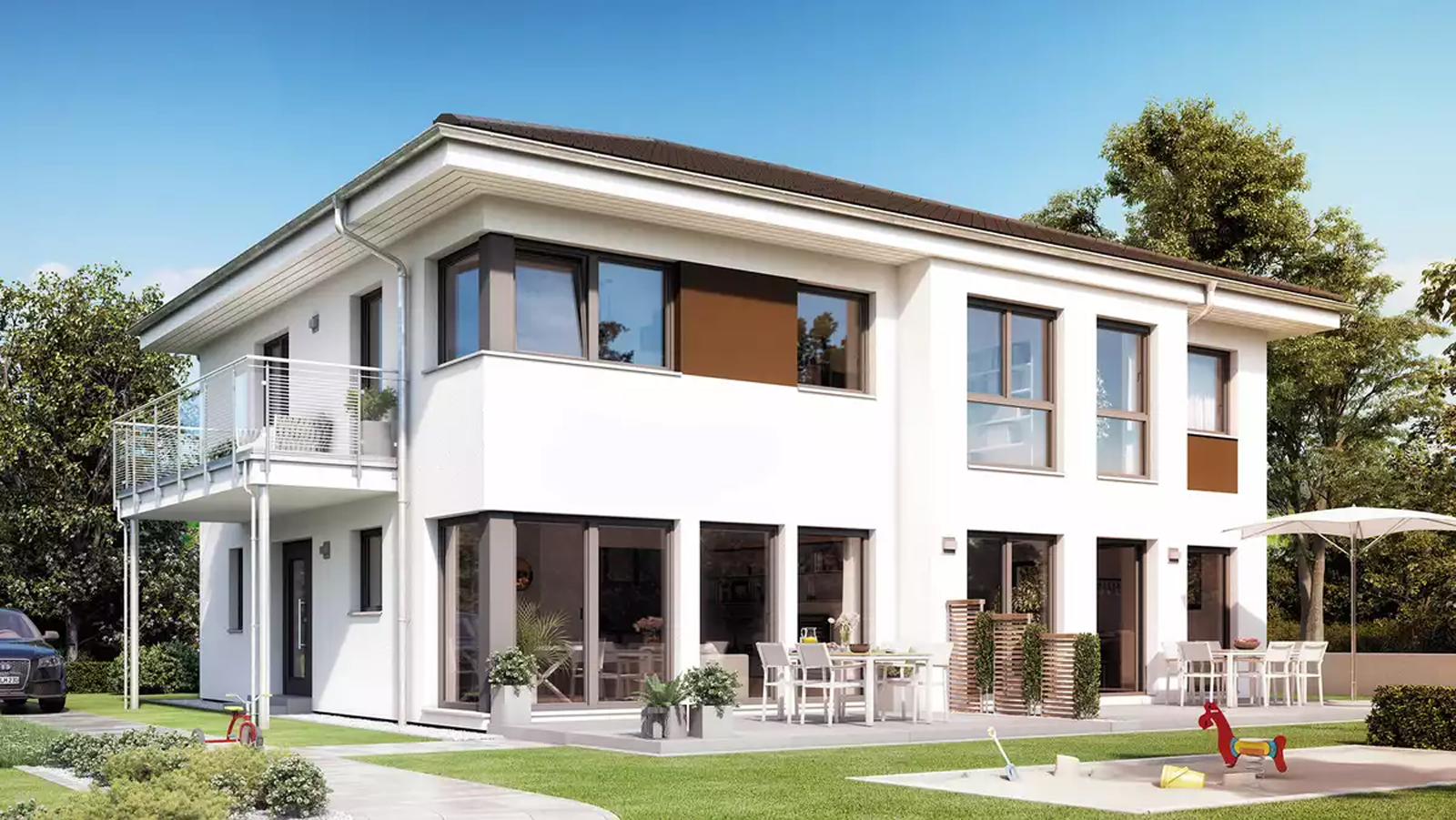 Fertighaus mit Einliegerwohnung: Solutions 230 V6 von Living Fertighaus.
