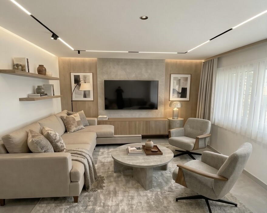 Wohnzimmer Einrichtungsbeispiel (mit KI digital verändert)