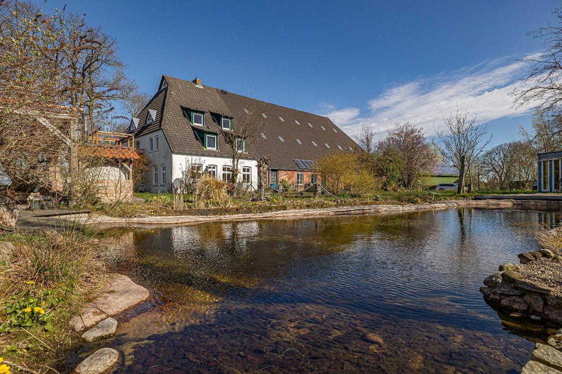 AuĂźenansicht mit Schwimmteich