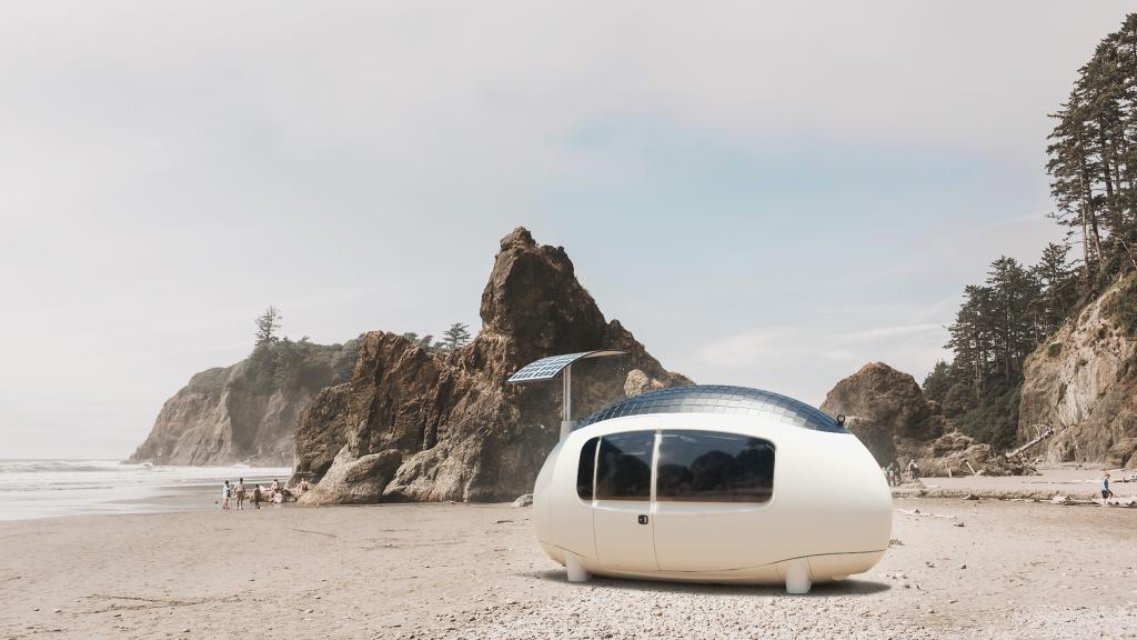 Die Ecocapsule Space am Strand