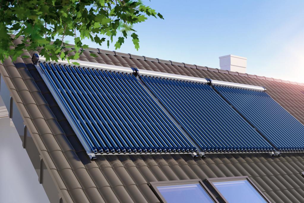 Solarheizungsanlage auf Hausdach