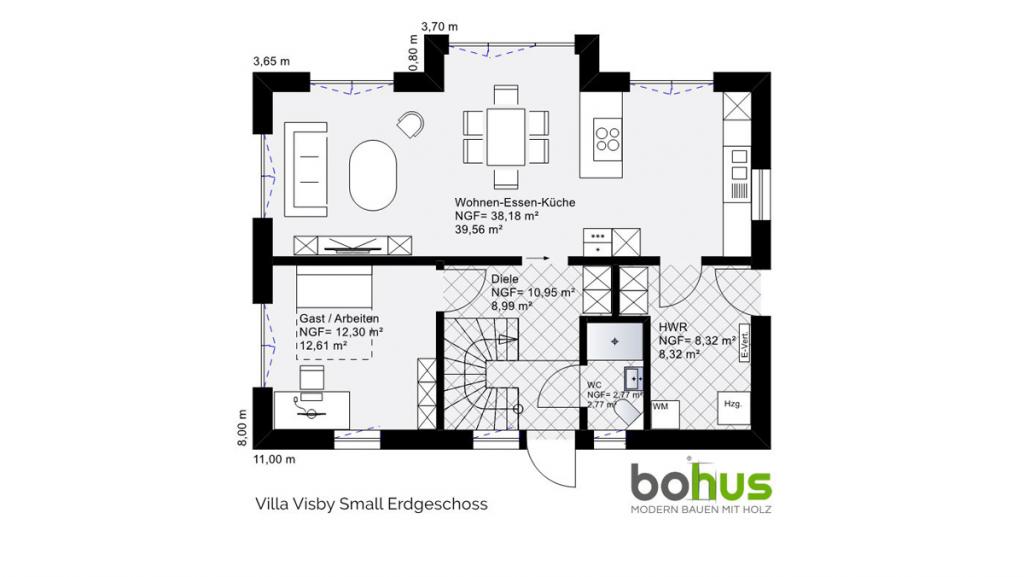 Grundriss Erdgeschoss: Villa Visby von bohus Vertrieb.