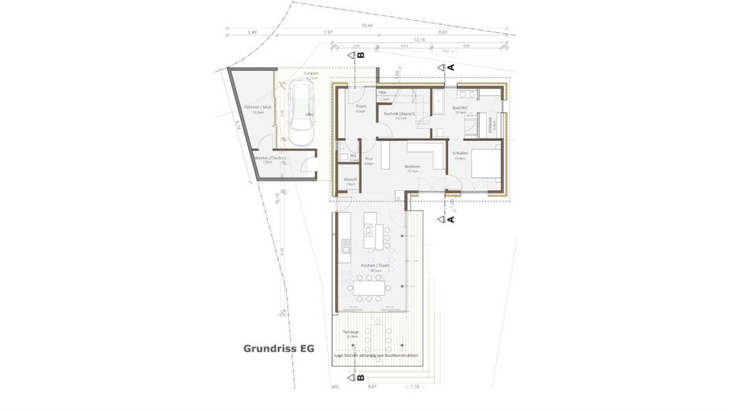 Grundriss Erdgeschoss: Fertighausmodell Haus Schnitzer von ZimmerMeisterHaus.