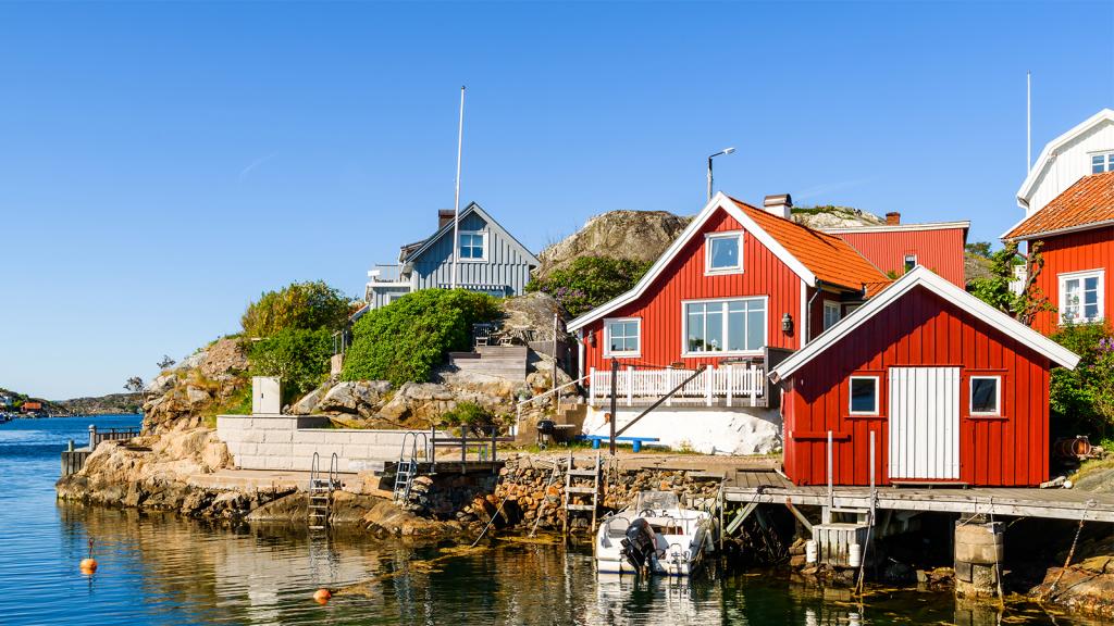 Rote Häuser mit Schwedenfarbe