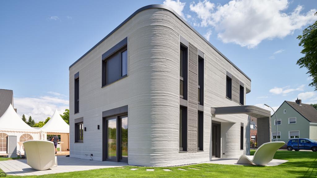 Deutschlands erstes Haus aus dem 3D-Drucker in Beckum.