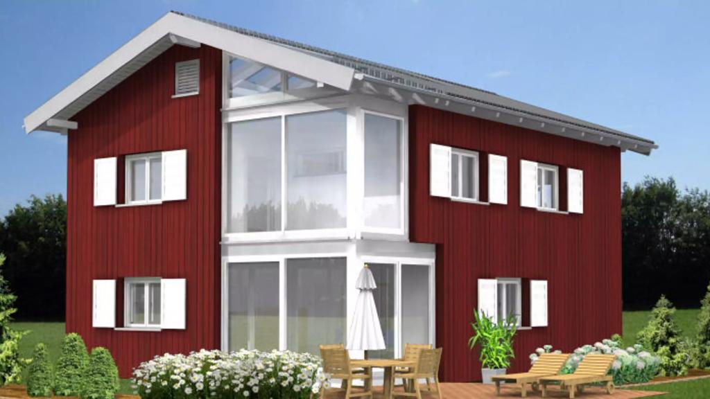 Holzhaus als Fertighaus: Planungsbeispiel 152 H20 von Bio-Solar-Haus.