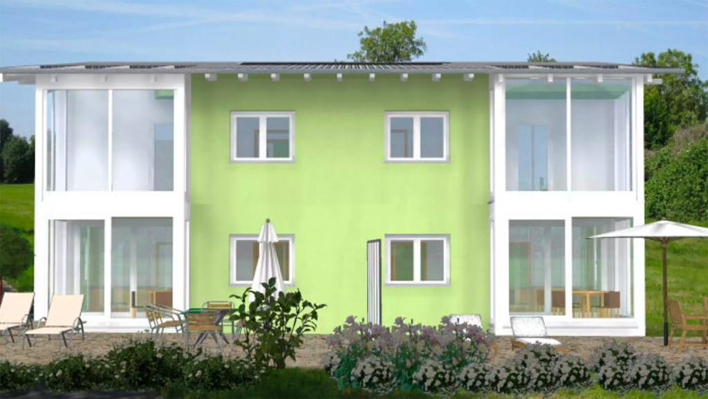 Doppelhaus als Fertighaus: Planungsbeispiel 223H20 von Bio-Solar-Haus.