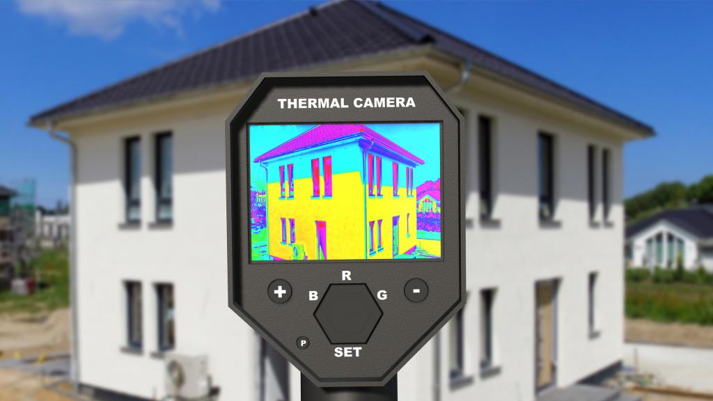 Thermografie-Aufnahme eines Hauses.