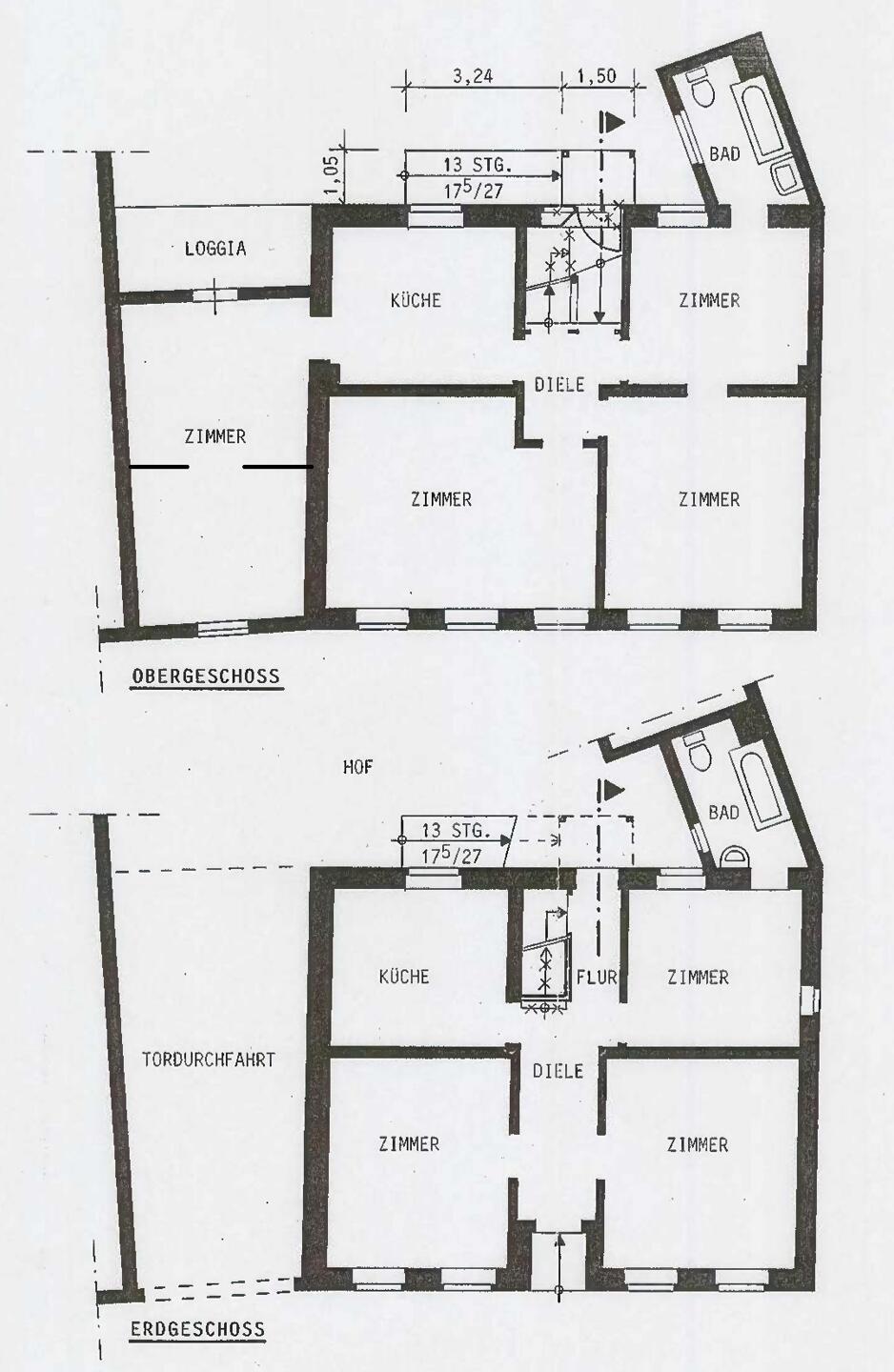 Grundrissskizzen EG + OG