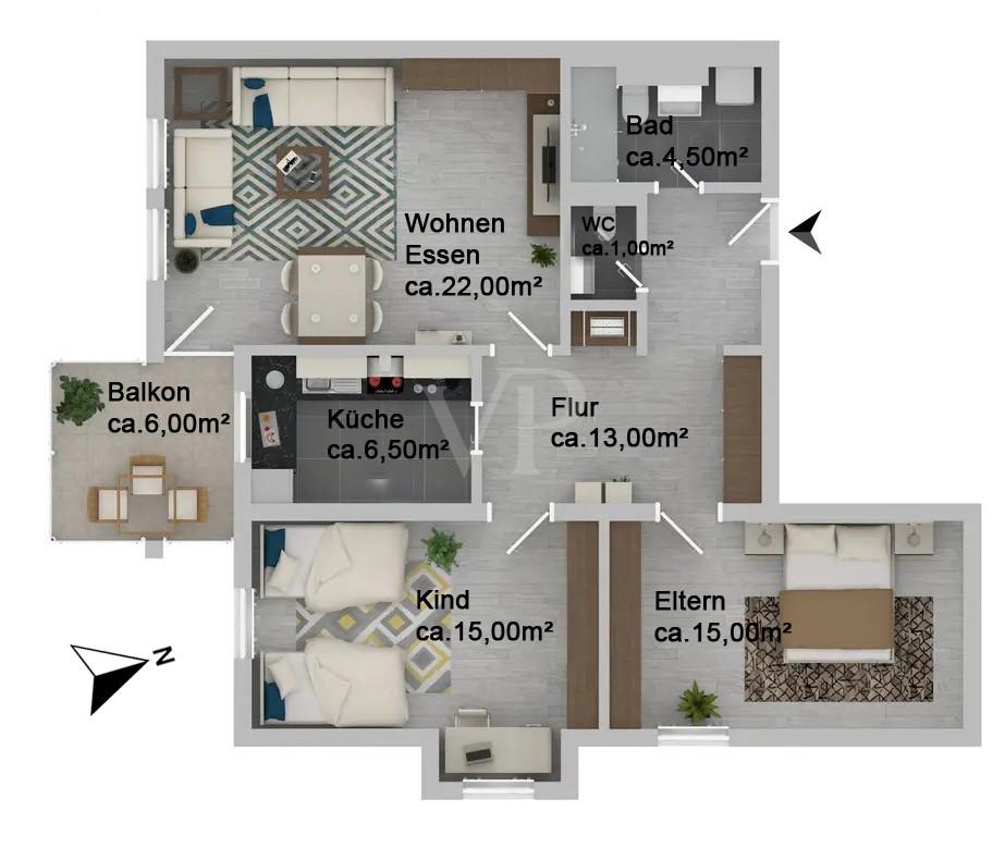 Grundriss Wohnung 3.OG