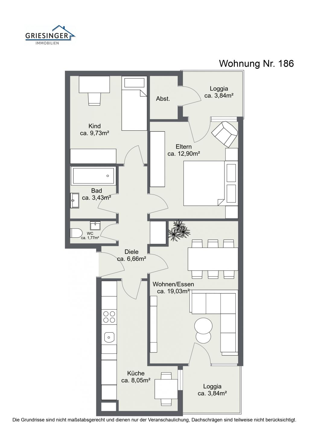 Wohnung Nr. 186 - 2D Grundriss