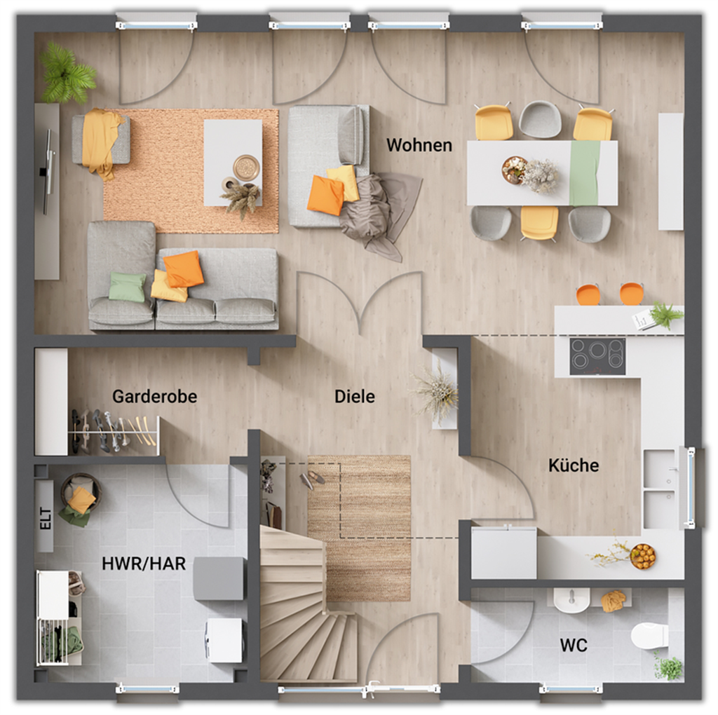 Grundriss-Stadthaus-Stadtvilla-145-EG