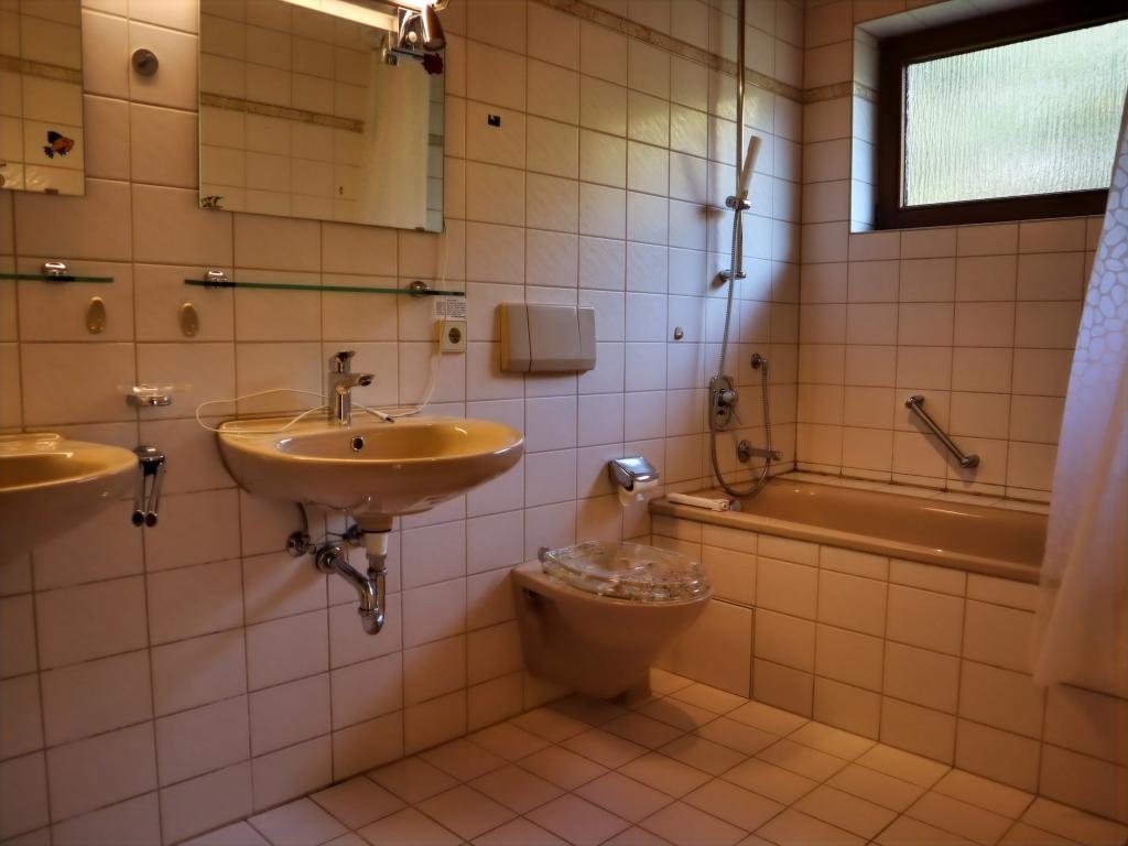 Badezimmer mit Wanne und Tageslicht
