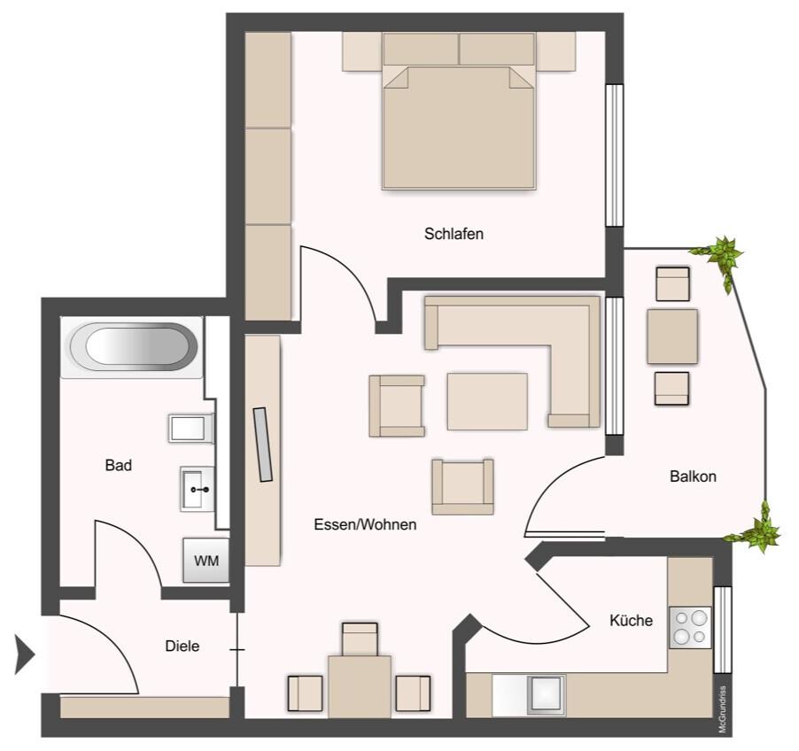 2-Zimmerwohnung mit Balkon, Einbauküche und 2 Stellplätzen - Photo 4