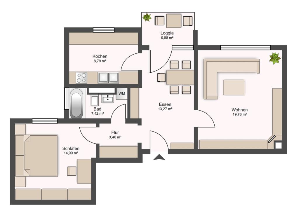 Nah am Zentrum, trotzdem Im Grünen wohnen - großzügige 2-Zimmer-Wohnung mit Balkon - Photo 5