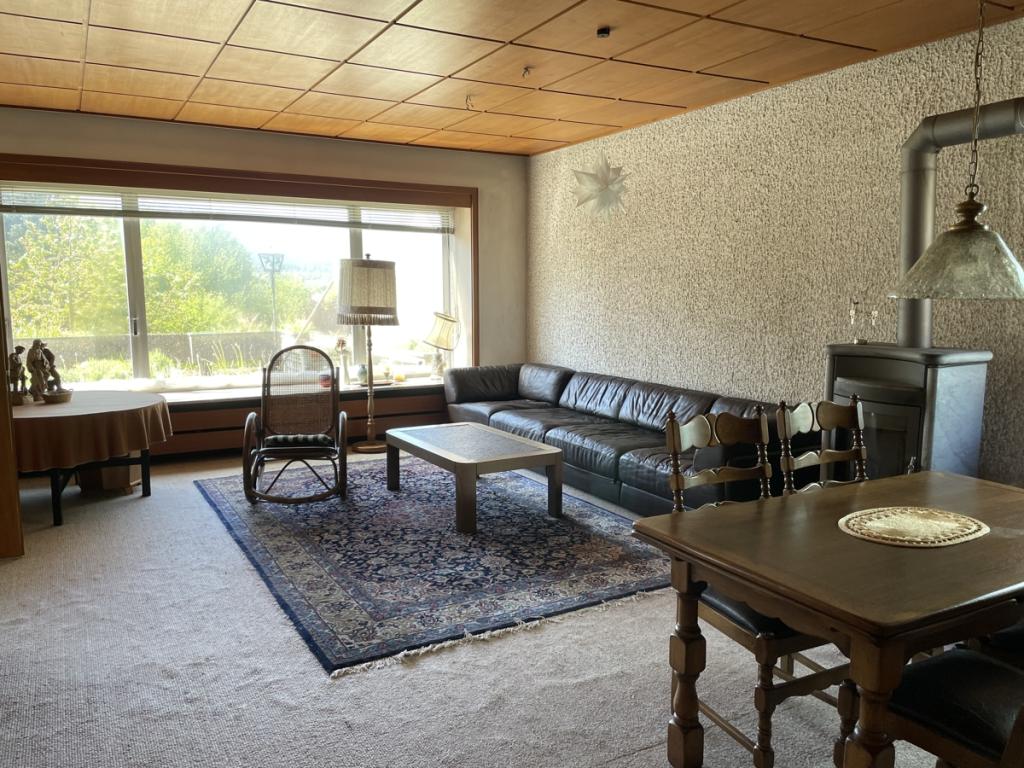 Wohnzimmer mit Specksteinofen 