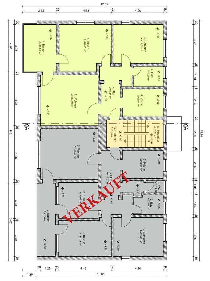Grundriss Wohnung 3 und 4