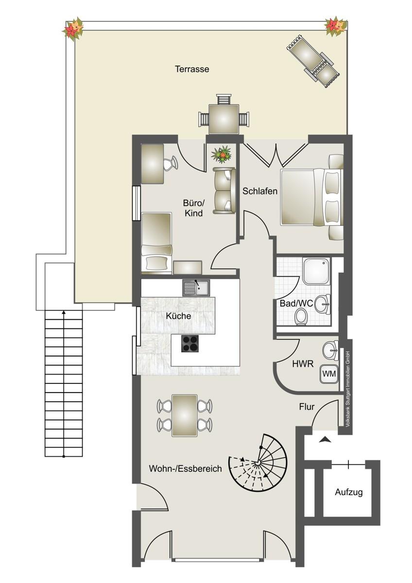 Grundriss 3. Obergeschoss links