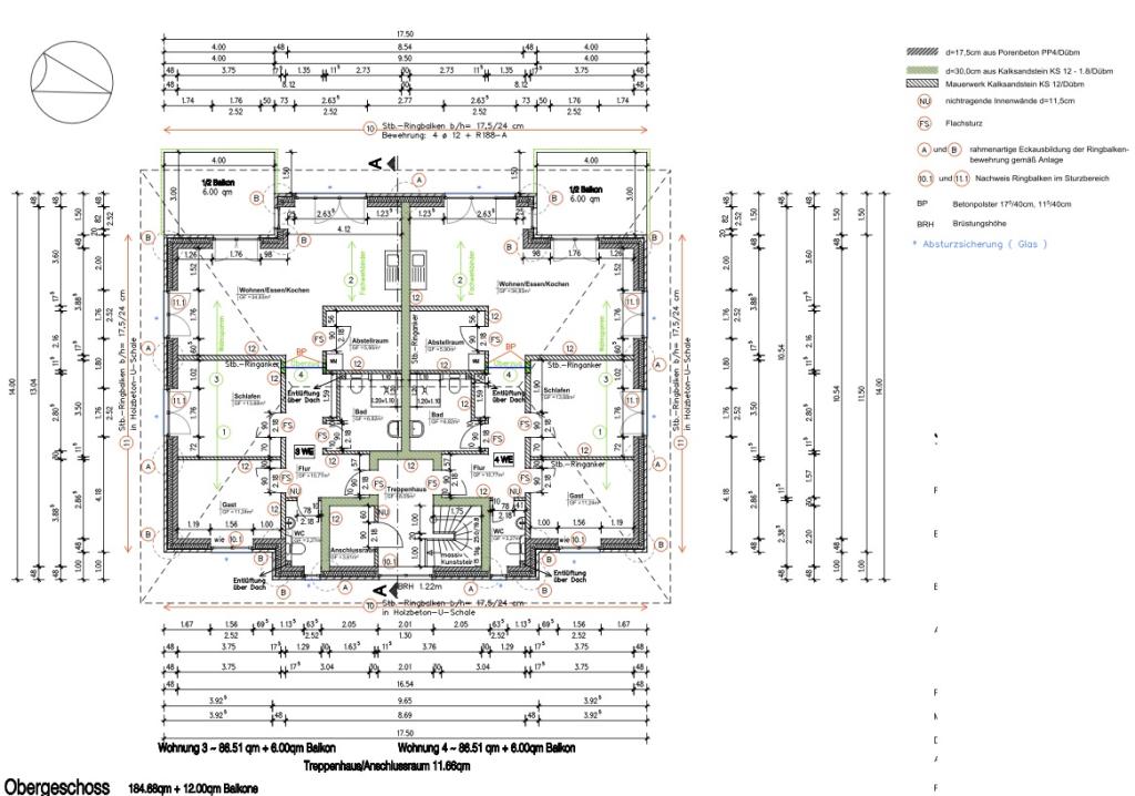 OG bemaßter Grundriss