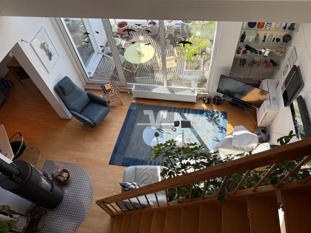 Wohnzimmer: Blick von der Galerie