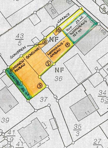 Lageplan mit Halle und Zufahrt