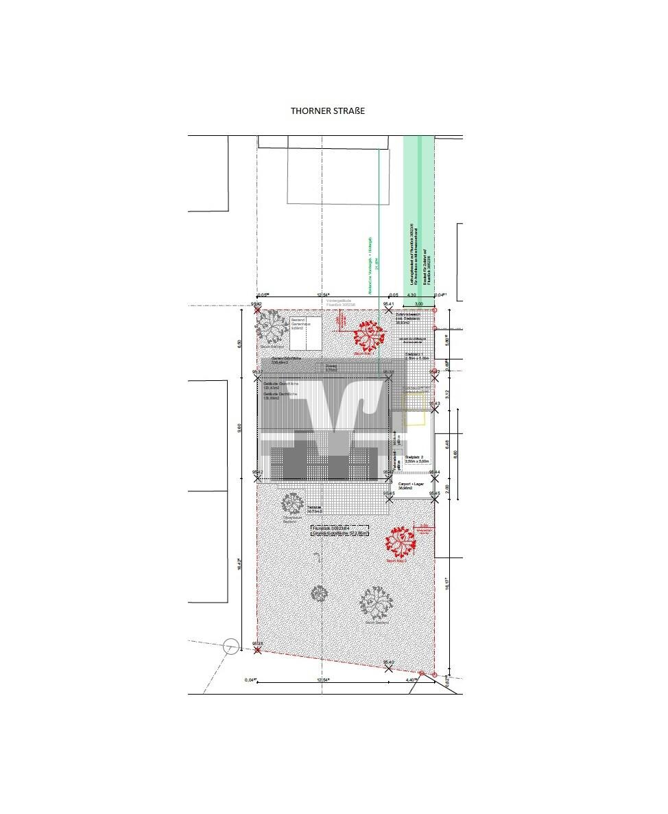 Flächen-Lageplan Gesamtgrundstück mit Zufahrt