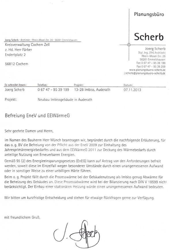 Befreiung EneV und EEWärmeG