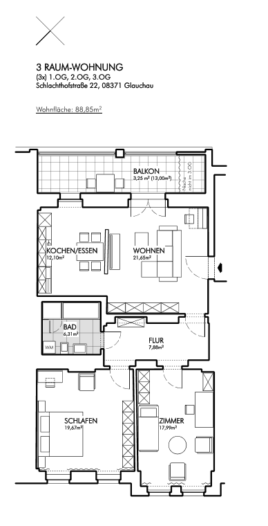 Moderne 3-Raum Wohnung mit Balkon und Fahrstuhl - Foto 1