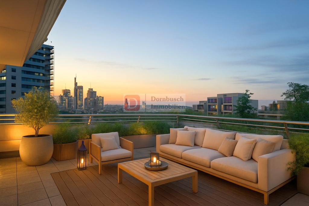 Terrasse mit Skyline-Blick - Virtual Staging