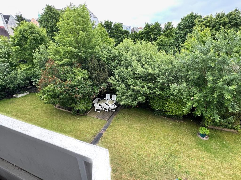 Blick in den Garten zur Gemeinschaftsnutzung