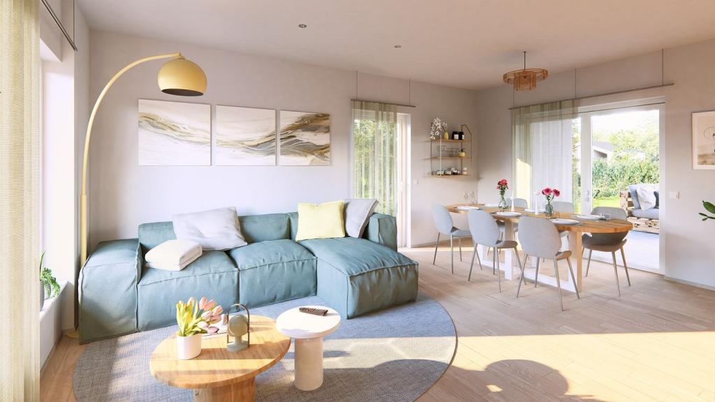 Ansicht Wohnzimmer und Essbereich
