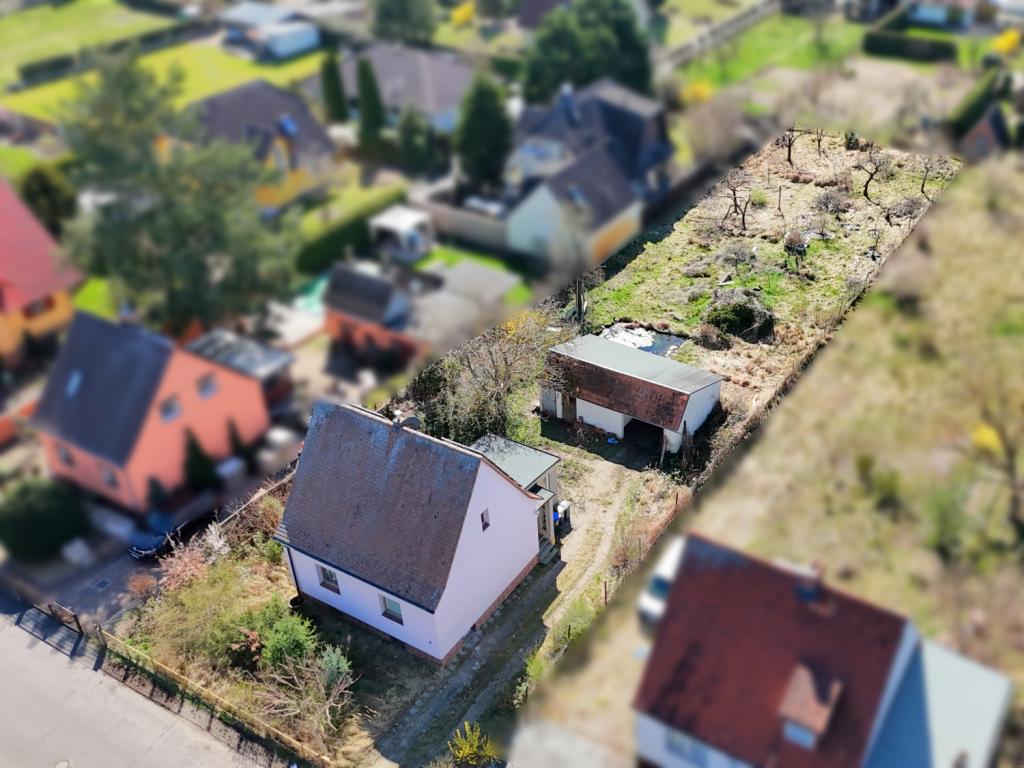 Kleines Einfamileinhaus aus der Vogelperspektive
