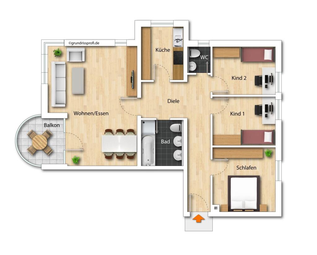 Helle 4-Zimmer-Wohnung mit Balkon, Einbauküche und Tiefgaragenstellplatz - Foto 3