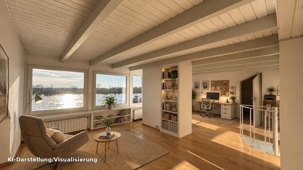 1. Rheinlage: Lichtdurchflutete Maisonette-Wohnung mit Rheinblick - Foto 4