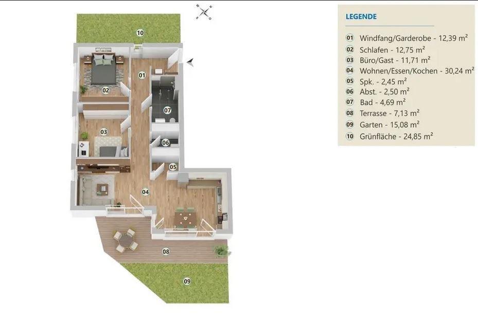 Neubau 3 - Zimmer Wohnung mit Garten ! - Foto 1
