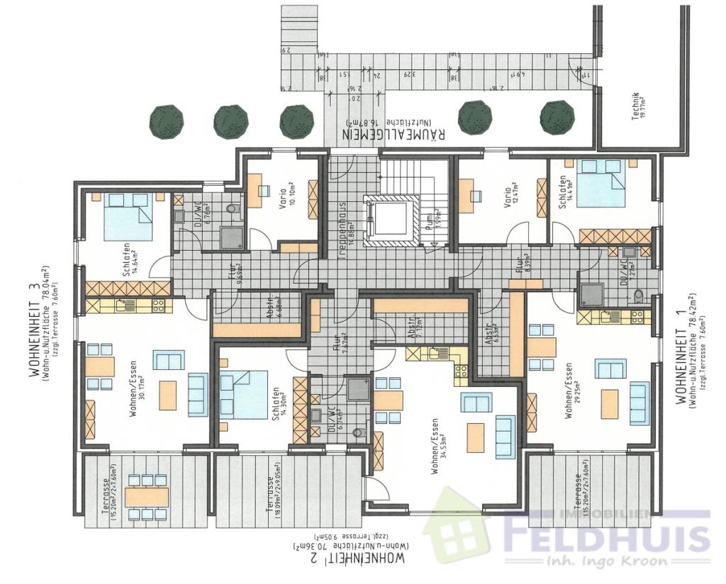 Grundriss EG Achtfamilienhaus