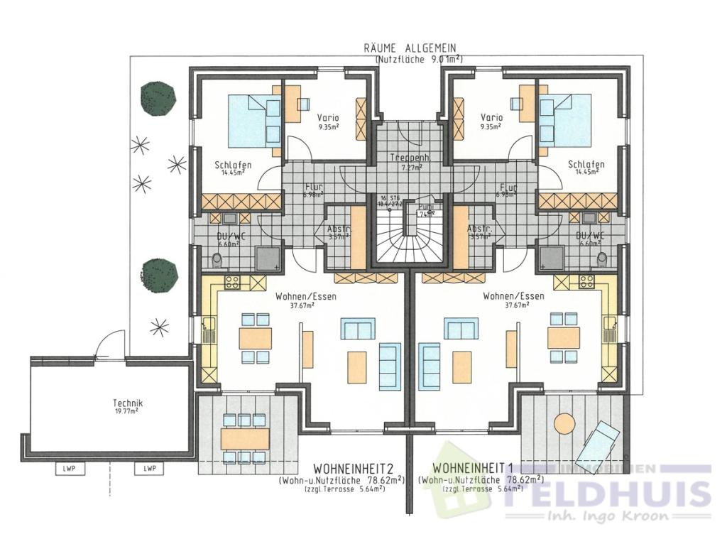 Grundriss EG Vierfamilienhaus