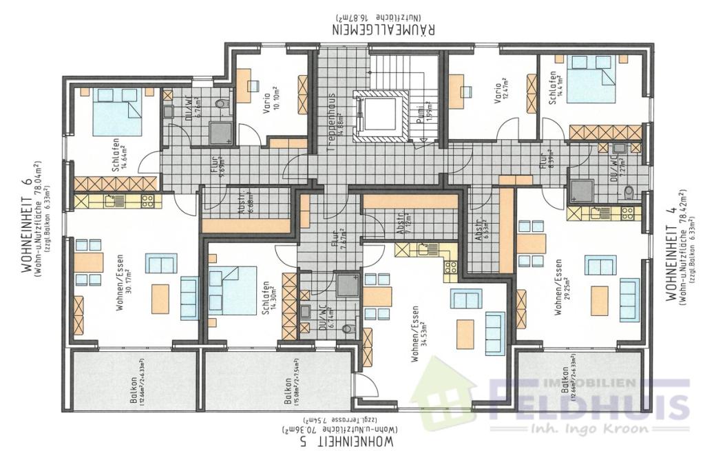 Grundriss 1. OG Achtfamilienhaus 
