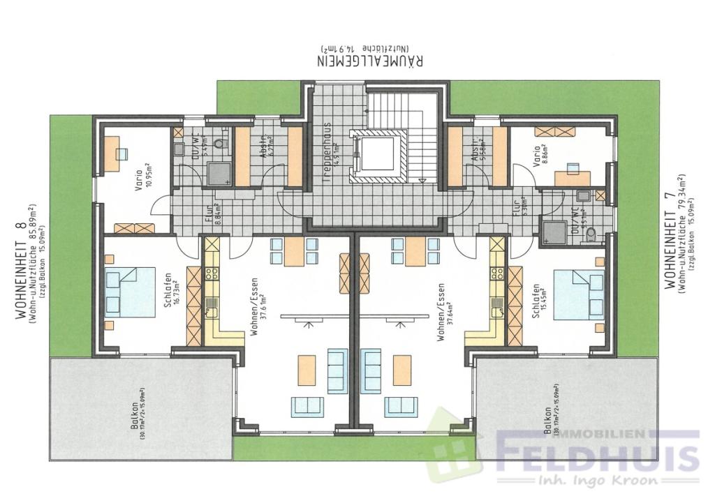 Grundriss DG Achtfamilienhaus