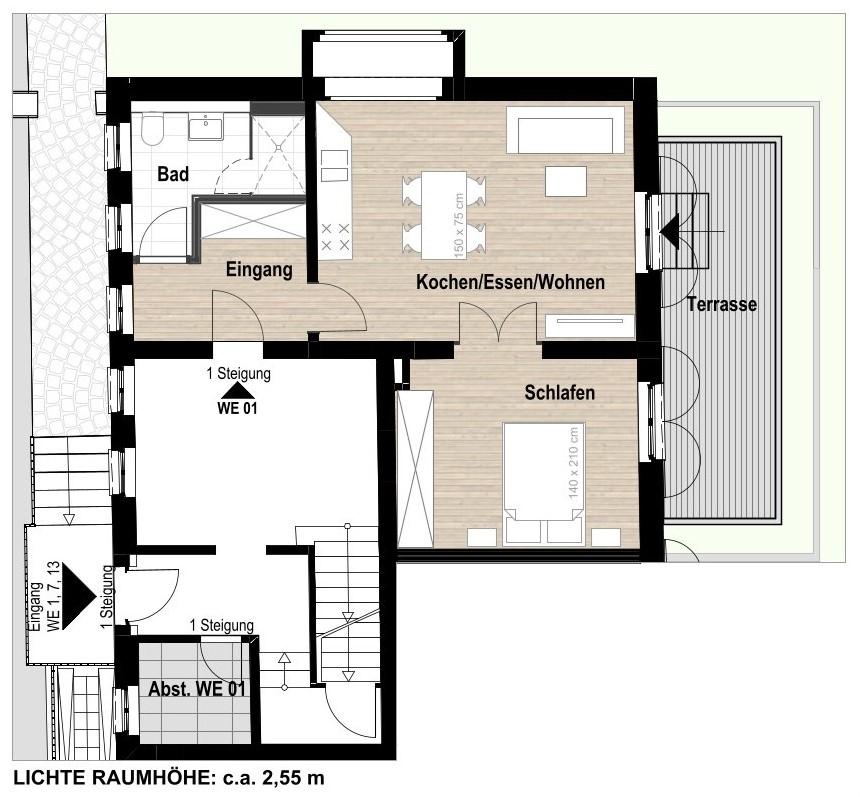 Grundriss Detailansicht WE 01