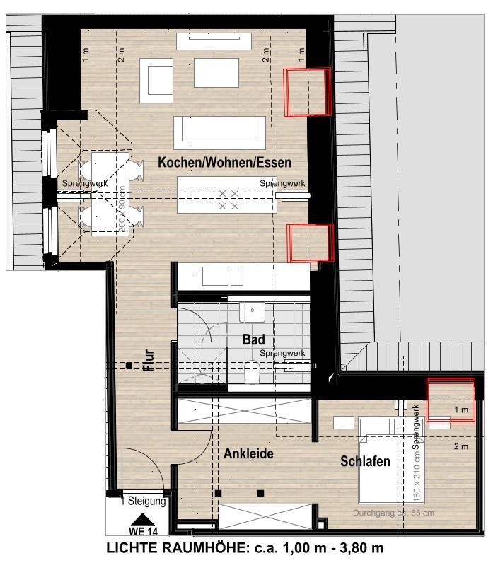 Grundriss Detailansicht WE 14